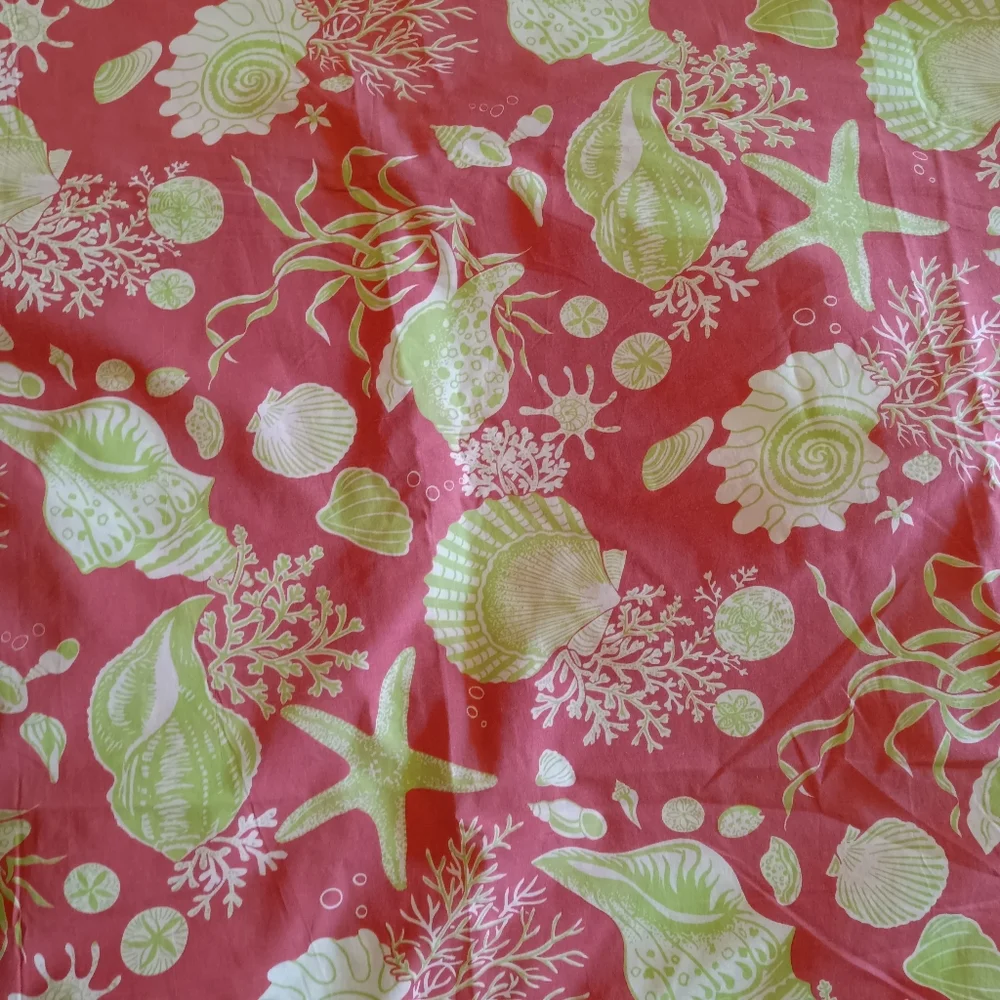 Coral Pink & Green Shell Print Twin Duvet Cover